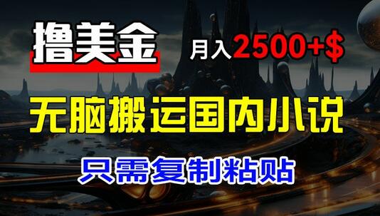 最新撸美金项目，搬运国内小说爽文，只需复制粘贴，稿费月入2500+美金，新手也能快速上手