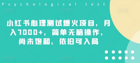 小红书心理测试爆火项目，月入7000+，简单无脑操作，尚未饱和，依旧可入局