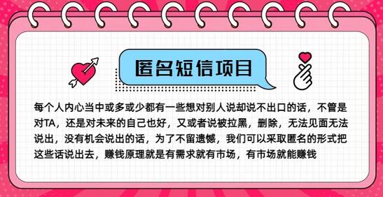 冷门小众赚钱项目，匿名短信，玩转信息差，月入五位数