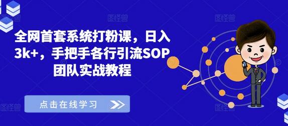 全网首套系统打粉课，日入3k+，手把手各行引流SOP团队实战教程