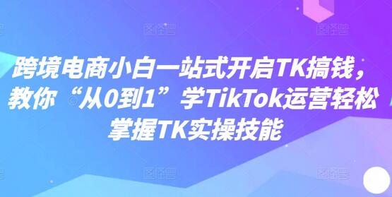 跨境电商小白一站式开启TK搞钱，教你“从0到1”学TikTok运营轻松掌握TK实操技能