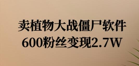 卖植物大战僵尸软件，600粉丝变现2.7W