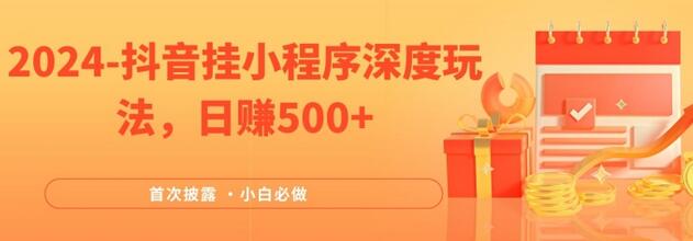 2024全网首次披露，抖音挂小程序深度玩法，日赚500+，简单、稳定，带渠道收入，小白必做