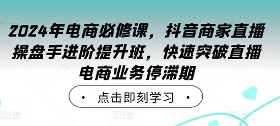 2024年电商必修课，抖音商家直播操盘手进阶提升班，快速突破直播电商业务停滞期