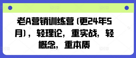 老A营销训练营(更24年9月)，轻理论，重实战，轻概念，重本质-鲤鱼笔记