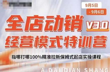 全店动销经营模式特训营，指哪打哪100%精准拉新保姆式起店实操课程