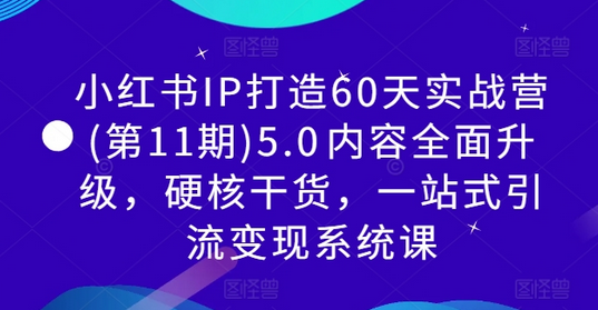 小红书IP打造60天实战营(第11期)5.0​内容全面升级，硬核干货，一站式引流变现系统课