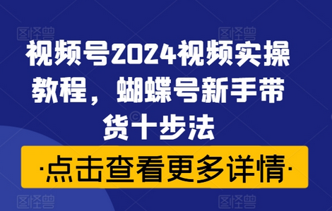 视频号2024视频实操教程，蝴蝶号新手带货十步法