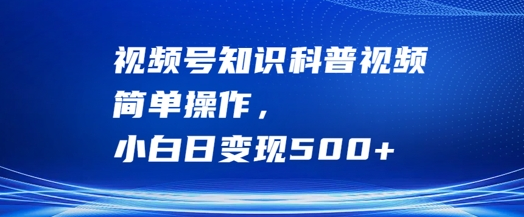 视频号知识科普视频，简单操作，小白日变现500+