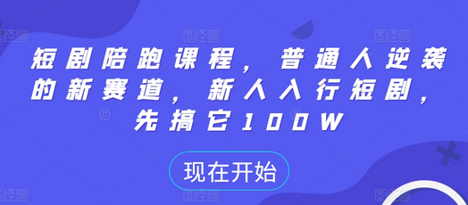 短剧陪跑课程，普通人逆袭的新赛道，新人入行短剧，先搞它100W