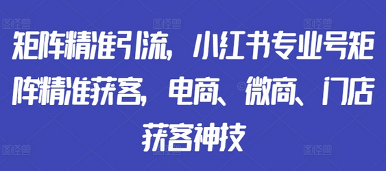 矩阵精准引流，小红书专业号矩阵精准获客，电商、微商、门店获客神技