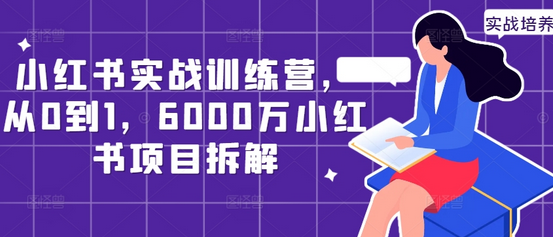 小红书实战训练营，从0到1，6000万小红书项目拆解