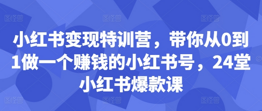 小红书变现特训营，带你从0到1做一个赚钱的小红书号，24堂小红书爆款课