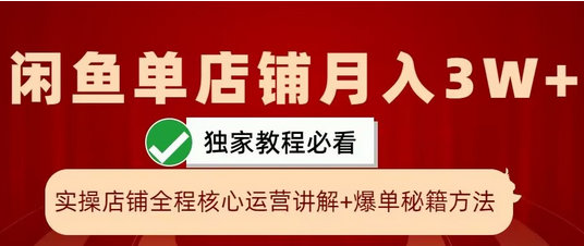 闲鱼单店铺月入3W+实操展示，爆单核心秘籍，一学就会