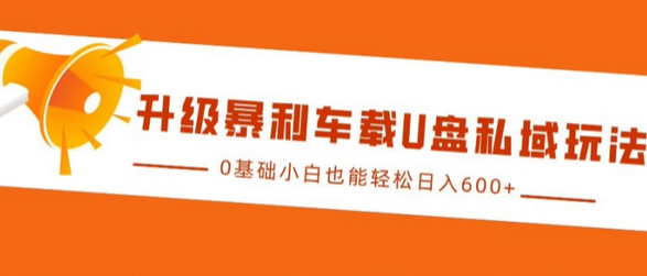 升级暴利车载U盘私域玩法，0基础小白也能轻松日入多张-鲤鱼笔记