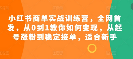 小红书商单实战训练营，全网首发，从0到1教你如何变现，从起号涨粉到稳定接单，适合新手-鲤鱼笔记