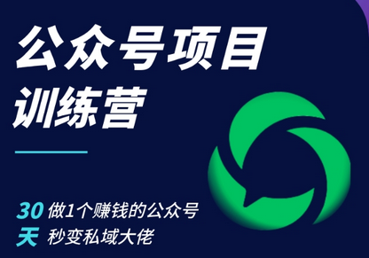 公众号项目训练营，30天做1个赚钱的公众号，秒变私域大佬