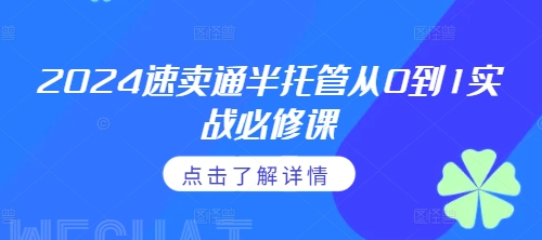 2024速卖通半托管从0到1实战必修课，掌握通投广告打法、熟悉速卖通半托管的政策细节