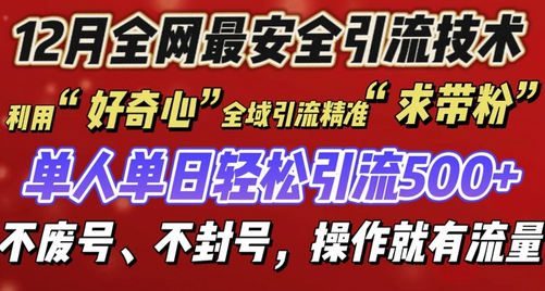 12 月份全网最安全引流创业粉技术来袭，不封号不废号，有操作就有流量