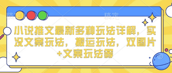 小说推文最新多种玩法详解，实况文案玩法，搬运玩法，双图片+文案玩法等